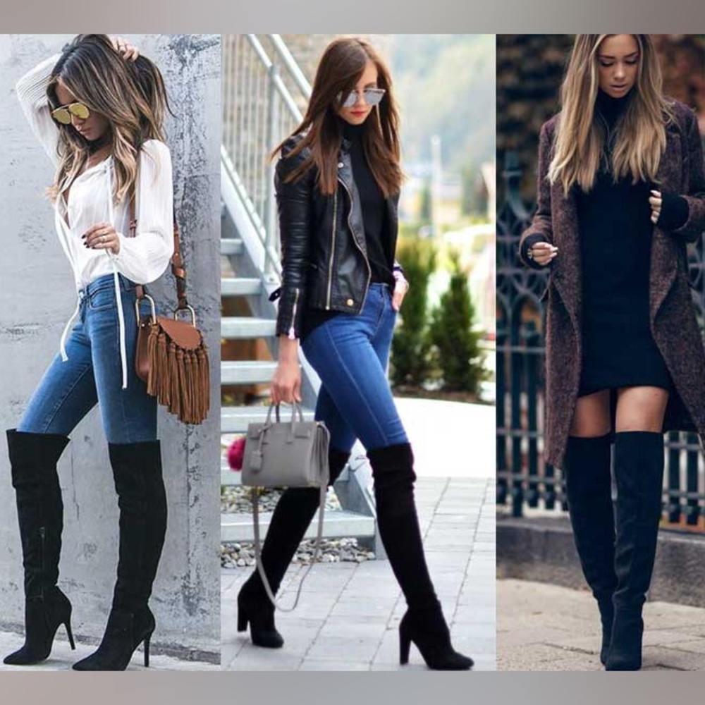 🖤 Aldo Black Knee High Heel Boots 7 7.5 Leather Sexy Tall Zipper Y2K